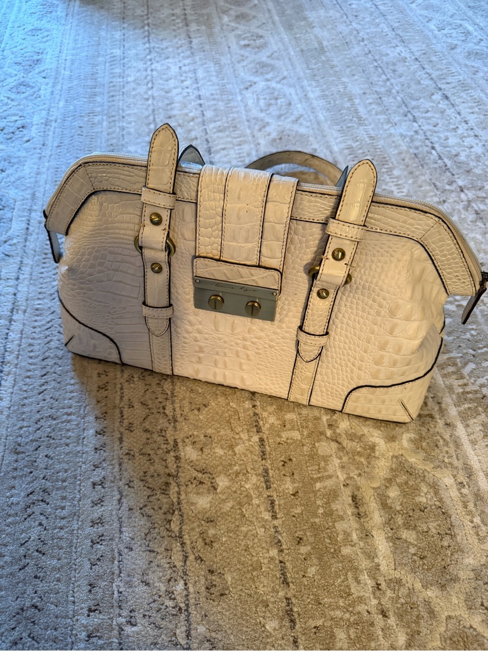 Etienne Aigner White Croc-Embossed Satchel